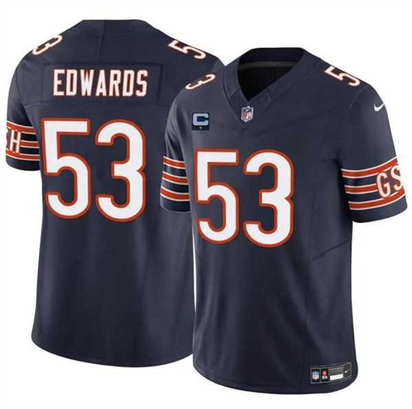 Men & Women & Youth Chicago Bears #53 T.J. Edwards Navy 2024 F.U.S.E. With 1-star C Patch Vapor Untouchable Limited Stitched Jersey